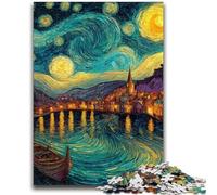 Jigsaw Puzzles for Adults 1000 Piece Puzzle Starry Sky Boat Toys Educational Games Stress Relieving Suitable for Desktop Decoration 50x75cm