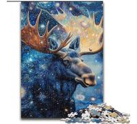 Jigsaw Puzzles for Adults 1000 Piece Puzzle Starry Sky Moose, Toys Educational Games Stress Relieving Wall Decoration (Size 26x38cm)