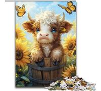 Jigsaw Puzzles for Adults 1000 Piece Puzzle Sunflower Yak, Challenging Difficult with Fully Interlocking Randomly Shaped Pieces (Size 26x38cm)