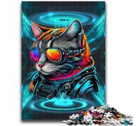 Jigsaw Puzzles for Adults 1000 Piece Puzzle Sunglasses Space Cat Stress Reliever Difficult Challenge Enhance Love between Couples 50x75cm