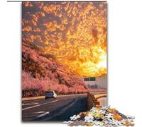 Jigsaw Puzzles for Adults 1000 Piece Puzzle Sunset Road, Suitable for People Aged 14 And Above Challenging To Complete But Fun And Humorous Great Gift 26x38cm