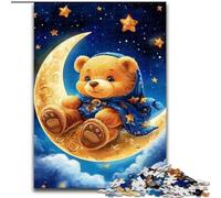 Jigsaw Puzzles for Adults 1000 Piece Puzzle Teddy Bear Sitting on The Moon, Toys Educational Games Stress Relieving Wall Decoration (Size 26x38cm)