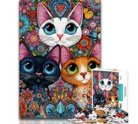 Jigsaw Puzzles for Adults 1000 Piece Puzzle Three Cats,Help The Brain Exercise Addictive Toys to Cultivate Patience Artists Collection,Fine Art (38x26cm)
