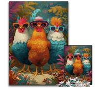 Jigsaw Puzzles for Adults 1000 Piece Puzzle Three Cocks Wooden Jigsaw Puzzles Toys Gift Educational Intellectual Decompressing Fun Family Game 50X75CM