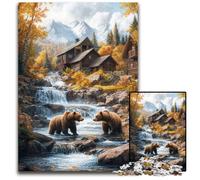 Jigsaw Puzzles for Adults 1000 Piece Puzzle Three Grizzly Bears Puzzle Educational Challenge, Deal As Gifts for The Whole Family for 14+ 26X38CM
