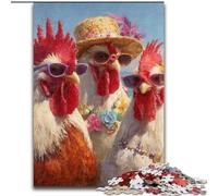 Jigsaw Puzzles for Adults 1000 Piece Puzzle Three Roosters Oil Painting, Toys Educational Games Stress Relieving Unique Home Decor And Gifts (Size 26x38cm)