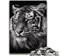 Jigsaw Puzzles for Adults 1000 Piece Puzzle Tiger Face Black And White Stress Reliever Difficult Challenge Is Ideal As Gifts for The Whole Family 50x75cm