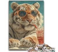 Jigsaw Puzzles for Adults 1000 Piece Puzzle Tiger on Vacation for And from 14 Years And over Play Toys Because It Is Ideal As A Gift for The Whole Family 26x38cm
