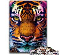 Jigsaw Puzzles for Adults 1000 Piece Puzzle Tiger Pop Art Animal Face Stress Reliever Difficult Challenge Enhance Love between Couples 26x38cm