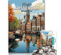 Jigsaw Puzzles for Adults 1000 Piece Puzzle Travel to Amsterdam,Help The Brain Exercise Addictive Toys to Cultivate Patience Artists Collection,Fine Art (75x50cm)
