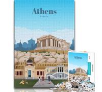 Jigsaw Puzzles for Adults 1000 Piece Puzzle Travel to Athens, Family Challenge Toys,Enhance Love between Couples for Ages 14+ 38x26cm