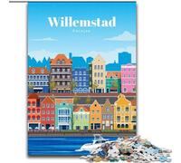 Jigsaw Puzzles for Adults 1000 Piece Puzzle Travel to Willemstad, Learning Educational Toys Family Games Unique Birthday And Gifts 50x75cm