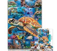 Jigsaw Puzzles for Adults 1000 Piece Puzzle Turtle Collage, Stress Reliever Difficult Challenge,is Ideal As Gifts for The Whole Family for Age 14+ 38x26cm