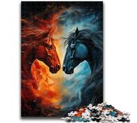 Jigsaw Puzzles for Adults 1000 Piece Puzzle Two Fire Horses for And from 14 Years And over Play Toys Because It Is Ideal As A Gift for The Whole Family 50x75cm
