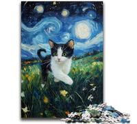 Jigsaw Puzzles for Adults 1000 Piece Puzzle Van Gogh Night Sky Cat for And from 14 Years And over Play Toys Because It Is Ideal As A Gift for The Whole Family 26x38cm