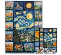 Jigsaw Puzzles for Adults 1000 Piece Puzzle Van Gogh Night Sky Collage Puzzle Games Toys Gift, Unique Birthday And Gifts for And Age 14 Years Up 26X38CM