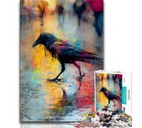 Jigsaw Puzzles for Adults 1000 Piece Puzzle Watercolor Crow,Stress Reliever Difficult Challenge Every Piece Is Unique - Challenging Family Fun Game (75x50cm)