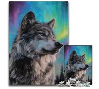 Jigsaw Puzzles for Adults 1000 Piece Puzzle Wolf Under The Aurora Puzzle Learning Educational Toys,is Ideal As Gifts for The Whole Family for Ages 14+ 50X75CM