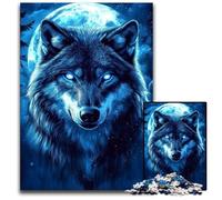 Jigsaw Puzzles for Adults 1000 Piece Puzzle Wolf Under The Moon Wooden Jigsaw Puzzles Family Game Night Fun, DIY Decorative Artwork 50X75CM