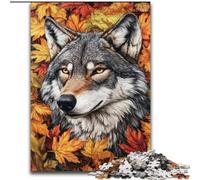 Jigsaw Puzzles for Adults 1000 Piece Puzzle Wolves And Fallen Leaves, for Educational Game Challenge Toy Enhance Memory for Age 14 (size 26x38cm)