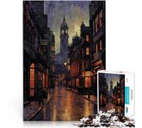 Jigsaw Puzzles for Adults 1000 Piece Quaint London UK Streets Made of cardboard Suitable for ages 14 and up For family fun Birthday gift, gifts, wall art。size：38x52cm/14.96x20.47inch