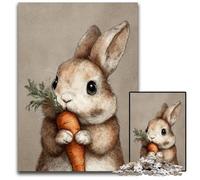 Jigsaw Puzzles for Adults, 1000 Piece Rabbit Eating Carrot Wooden Puzzles Brain Teaser, Unique Birthday And Gifts for Age 14 Years Up 50X75CM