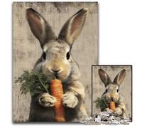 Jigsaw Puzzles for Adults 1000 Piece Rabbit Eating Carrot Wooden Puzzles Family Interactive Game, Brain Teaser Gift, Educational Toy 50X75CM