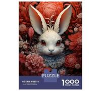 Jigsaw Puzzles for Adults 1000 Piece Rabbit Red Flowers Puzzles for Adults Relax Games Pattern Assembly Christmas Birthday Gifts 52x38cm/1000pcs