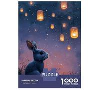 Jigsaw Puzzles for Adults 1000 Piece Rabbit Under Lanterns at Night Puzzle for Adults Brain Teaser Game Difficult Hard Deal As Gifts for The Whole Family 38x26cm/1000pcs