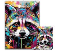 Jigsaw Puzzles for Adults 1000 Piece Raccoon Graffiti Impossible Jigsaw Puzzles for Adults Ideal for Family Fun, Relaxation 26X38CM/10.23x14.96inch