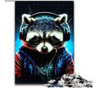 Jigsaw Puzzles for Adults 1000 Piece Raccoon Made of Wood, Perfect DIY Art Decor Or Birthday Gift 50x75cm Family Fun Craft, Perfect for Birthdays, Holidays