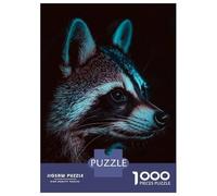 Jigsaw Puzzles for Adults 1000 Piece Raccoon Portrait with Teal Lighting Jigsaw Hands-on Game Birthday Present Unique Birthday And Xmas Gifts 52x38cm/1000pcs