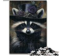 Jigsaw Puzzles for Adults 1000 Piece Raccoon Wearing A Hat Puzzle Challenging Brain Teaser for Teenagers, Perfect for Home Decor Or Gift (size 50x75cm)