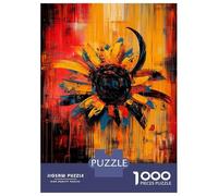 Jigsaw Puzzles for Adults 1000 Piece Radiant Bloom Contemporary Expressionist Sunflower Artwork Puzzle for Adults Brain Teaser Game Enhance Memory Fun at Home Activities, 38x26cm/1000pcs