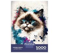 Jigsaw Puzzles for Adults 1000 Piece Ragdoll Cat Watercolor Puzzle for Adults Relaxing Games Hand Speed Race Fun Activities at Home 52x38cm/1000pcs