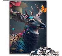Jigsaw Puzzles for Adults 1000 Piece Rainbow Deer Flowers Challenging Puzzles size 38x26cm Ideal DIY Decor & Brain Teaser Gift