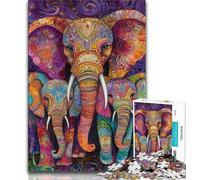 Jigsaw Puzzles for Adults 1000 Piece Rainbow Elephant Adult Puzzles,Toys Educational Games Stress Relieving Unique Birthday And Gifts 38x26cm