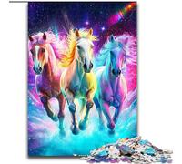 Jigsaw Puzzles for Adults, 1000 Piece Rainbow Horse Jigsaw Made of cardboard Challenging DIY Brain Teaser, Interactive Family Game size 38x26CM