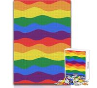 Jigsaw Puzzles for Adults 1000 Piece Rainbow Wavy Pride Queer Pattern Unique Challenge Game Home Art Decor Gift For Birthdays Size 38x26cm