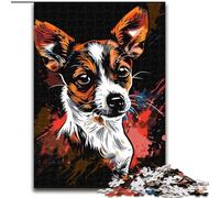 Jigsaw Puzzles for Adults 1000 Piece Rat Terrier Dog Art Puzzles for Adults Making It A Great Gift for Family Fun (Size 50x75cm)