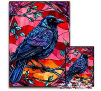 Jigsaw Puzzles for Adults 1000 Piece Raven Stained Glass StylePuzzles for Adults for Birthdays And Holidays 1000 PCS(38x26cm)