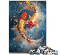 Jigsaw Puzzles for Adults 1000 Piece Red And Yellow Koi Fish Jigsaw,Challenging Game Gifts for Is Ideal As A Gift for The Whole Family (50x75cm)