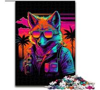 Jigsaw Puzzles for Adults 1000 Piece Red Fox Bomber Gangster Made of Wood, Unique DIY Home Decor Gift Idea 50x75cm Birthday Party for Men Women