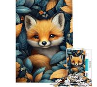 Jigsaw Puzzles for Adults 1000 Piece Red Fox In Autumn Leaves Puzzles for Adults Fun Games Wall Decoration Fun Activities at Home (Size 38x26cm)