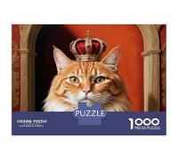 Jigsaw Puzzles for Adults 1000 Piece Regal Cat Portrait with Crown Puzzle for Adults Brain Teaser Game Difficult Hard Deal As Gifts for The Whole Family 38x26cm/1000pcs