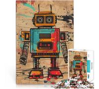 Jigsaw Puzzles for Adults 1000 Piece Retro Robot Little Sweet Entspannungsspiele Die Liebe zwischen Paaren stärken75x50cm