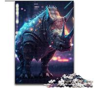 Jigsaw Puzzles for Adults 1000 Piece Rhino from Future Made of Wood, Perfect DIY Art Decor Or Birthday Gift 50x75cm for Family Interactive Game