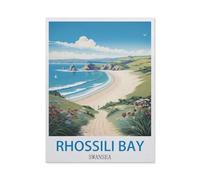 Jigsaw Puzzles for Adults 1000 Piece,Rhossili Bay Swansea Vintage Travel Poster,Educational Games Brain Challenge Jigsaw Puzzles for Adult Kids(50x70cm)-CS46