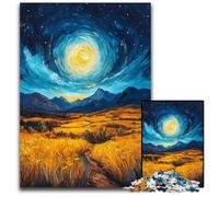 Jigsaw Puzzles for Adults 1000 Piece Rice Fields Under The Night Sky Wooden Jigsaw Puzzles for Birthdays, Holidays, And Home Decor 50X75CM