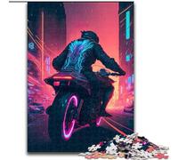 Jigsaw Puzzles for Adults 1000 Piece Riding A Motorcycle Made of Wood, Perfect DIY Art Decor Or Birthday Gift 50x75cm for Family Interactive Game